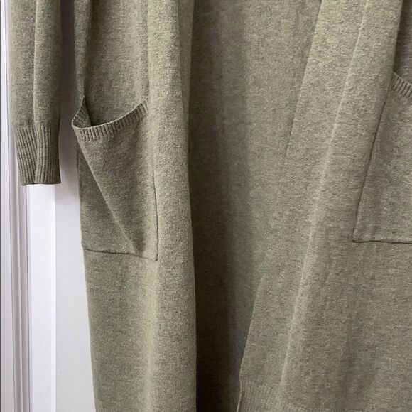 Debut Sage/Olive Green Open Front Cardigan Sweater - Picture 6 of 8